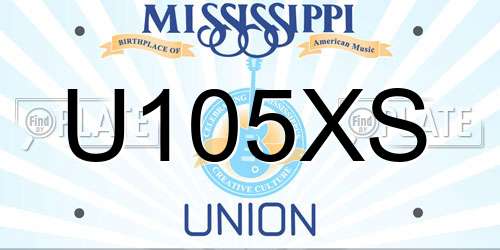 U105XS Mississippi License Plate