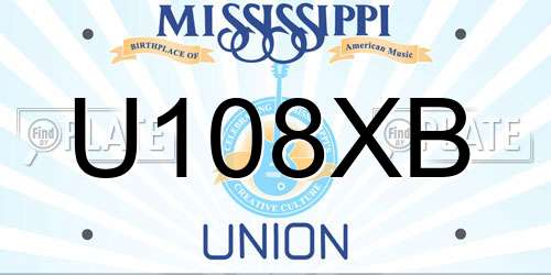 U108XB Mississippi License Plate