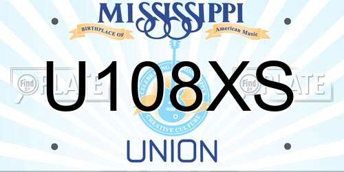 U108XS Mississippi License Plate