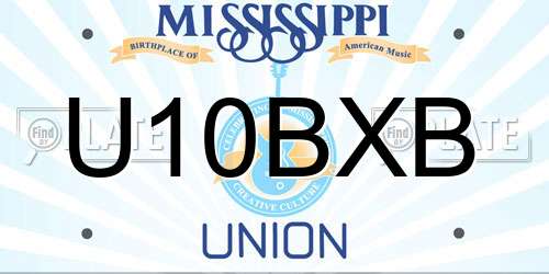 U10BXB Mississippi License Plate