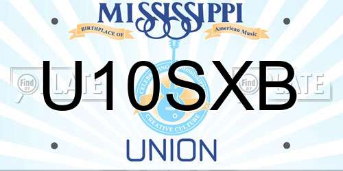 U10SXB Mississippi License Plate