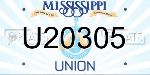 U20305 Mississippi License Plate