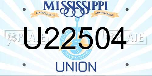 U22504 Mississippi License Plate