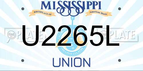 U2265L Mississippi License Plate