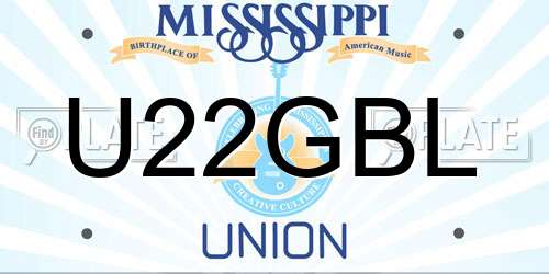 U22GBL Mississippi License Plate