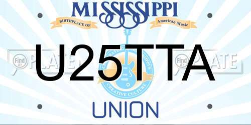 U25TTA Mississippi License Plate
