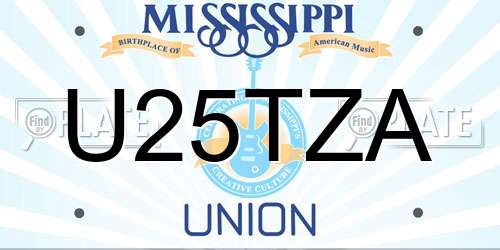 U25TZA Mississippi License Plate