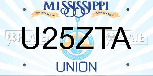 U25ZTA Mississippi License Plate