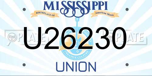 U26230 Mississippi License Plate