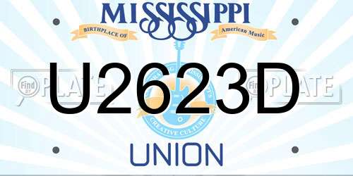 U2623D Mississippi License Plate