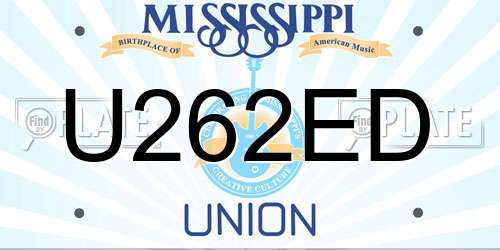 U262ED Mississippi License Plate