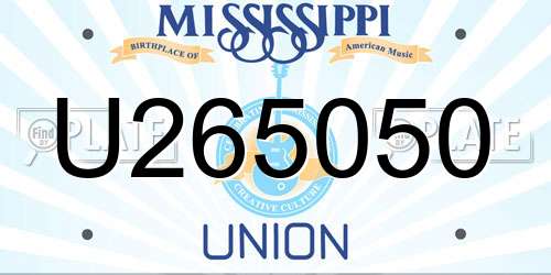 U265050 Mississippi License Plate