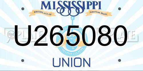 U265080 Mississippi License Plate