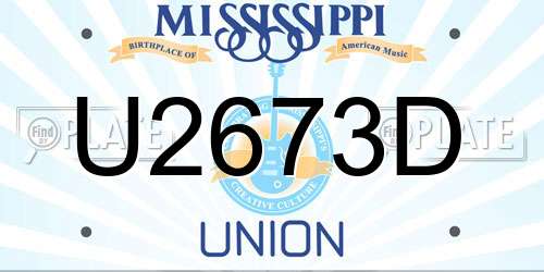 U2673D Mississippi License Plate