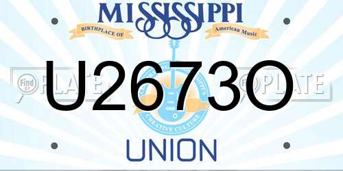 U2673O Mississippi License Plate