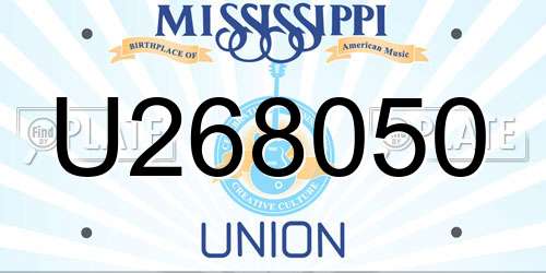 U268050 Mississippi License Plate