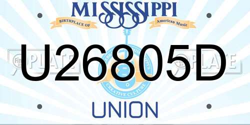 U26805D Mississippi License Plate