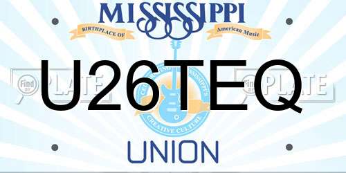U26TEQ Mississippi License Plate
