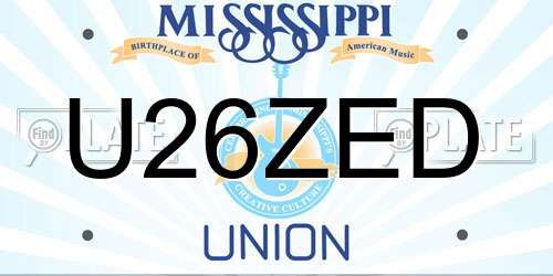 U26ZED Mississippi License Plate