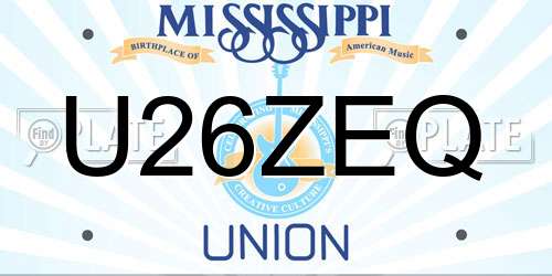 U26ZEQ Mississippi License Plate