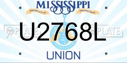 U2768L Mississippi License Plate