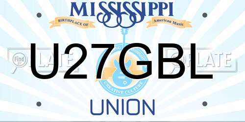 U27GBL Mississippi License Plate