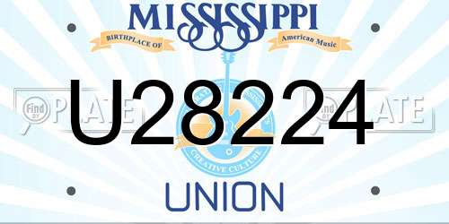 U28224 Mississippi License Plate