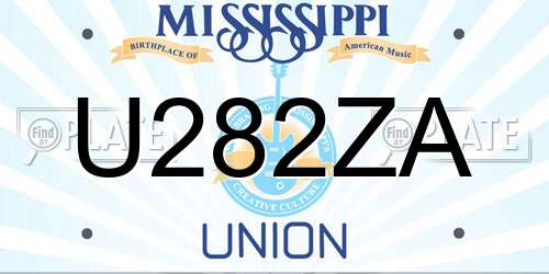 U282ZA Mississippi License Plate