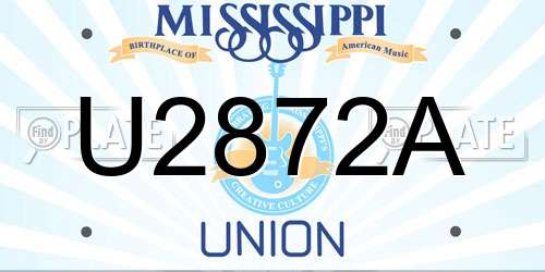 U2872A Mississippi License Plate