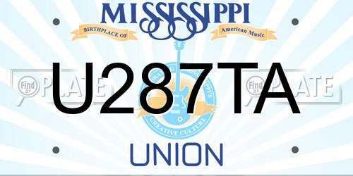 U287TA Mississippi License Plate