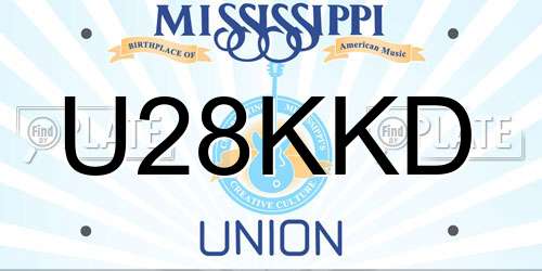 U28KKD Mississippi License Plate