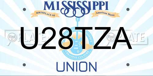 U28TZA Mississippi License Plate