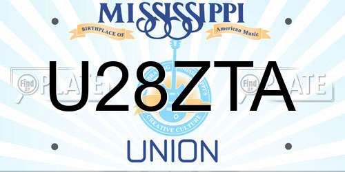 U28ZTA Mississippi License Plate