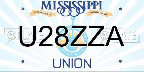 U28ZZA Mississippi License Plate