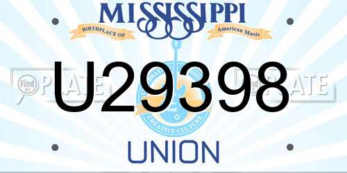 U29398 Mississippi License Plate