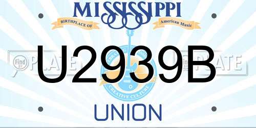 U2939B Mississippi License Plate