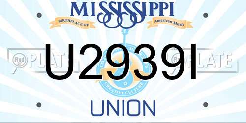 U2939I Mississippi License Plate