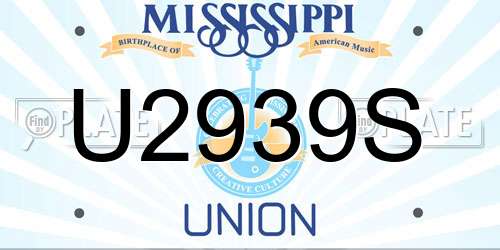 U2939S Mississippi License Plate