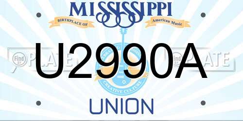 U2990A Mississippi License Plate