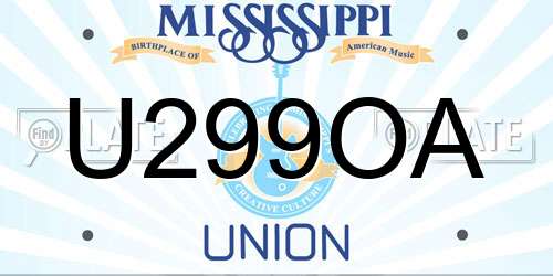U299OA Mississippi License Plate