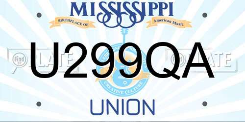 U299QA Mississippi License Plate