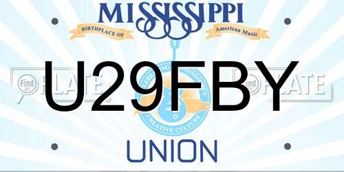 U29FBY Mississippi License Plate