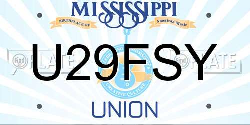 U29FSY Mississippi License Plate