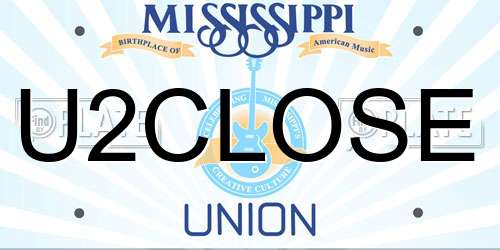 U2CLOSE Mississippi License Plate