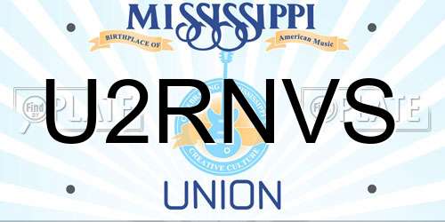 U2RNVS Mississippi License Plate