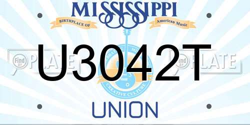U3042T Mississippi License Plate