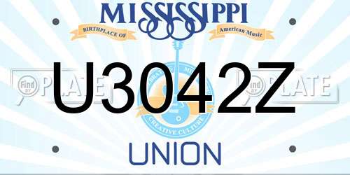 U3042Z Mississippi License Plate