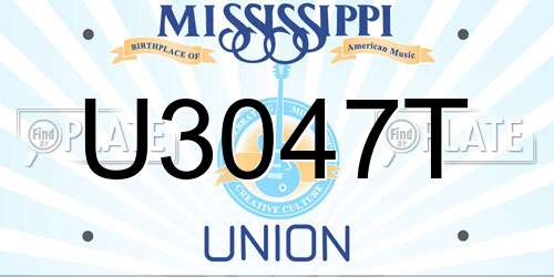 U3047T Mississippi License Plate