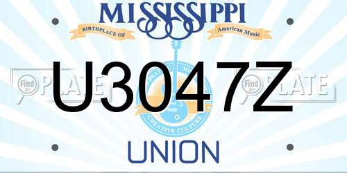 U3047Z Mississippi License Plate