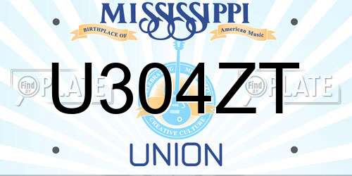 U304ZT Mississippi License Plate
